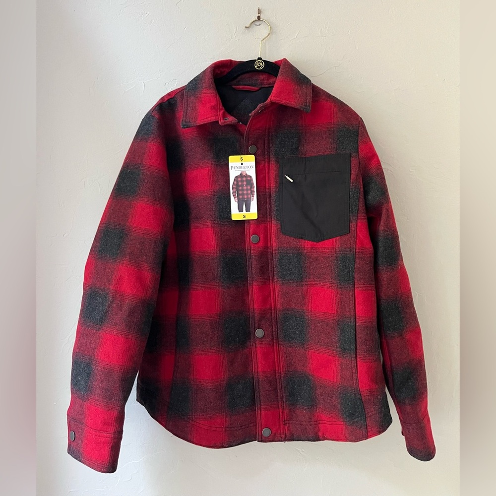 PENDLETON INSULATED WOOL BLEND JACKET IN RED CHAR… - image 4